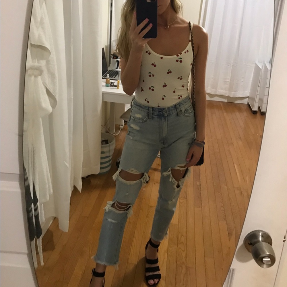 Abercrombie & Fitch high rise ripped jeans
